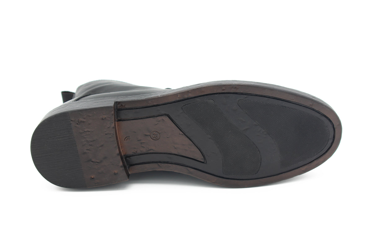 STIVALETTO STRINGATO IN PELLE TESTA DI MORO