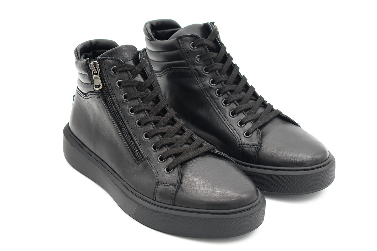 SNEAKERS ALTA IN PELLE NERA