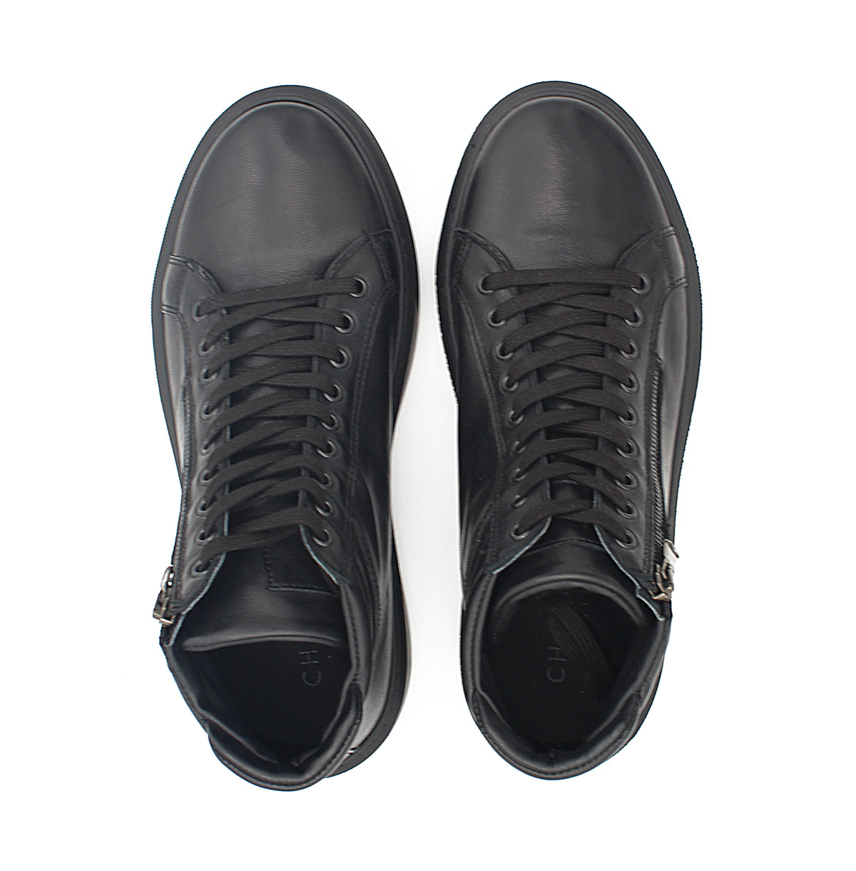 SNEAKERS ALTA IN PELLE NERA