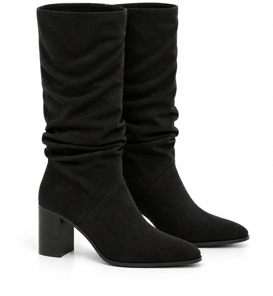 STIVALE ARRICCIATO CAMOSCIO NERO