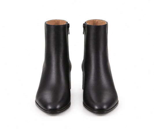 STIVALETTO LISCIO NERO TACCO LARGO