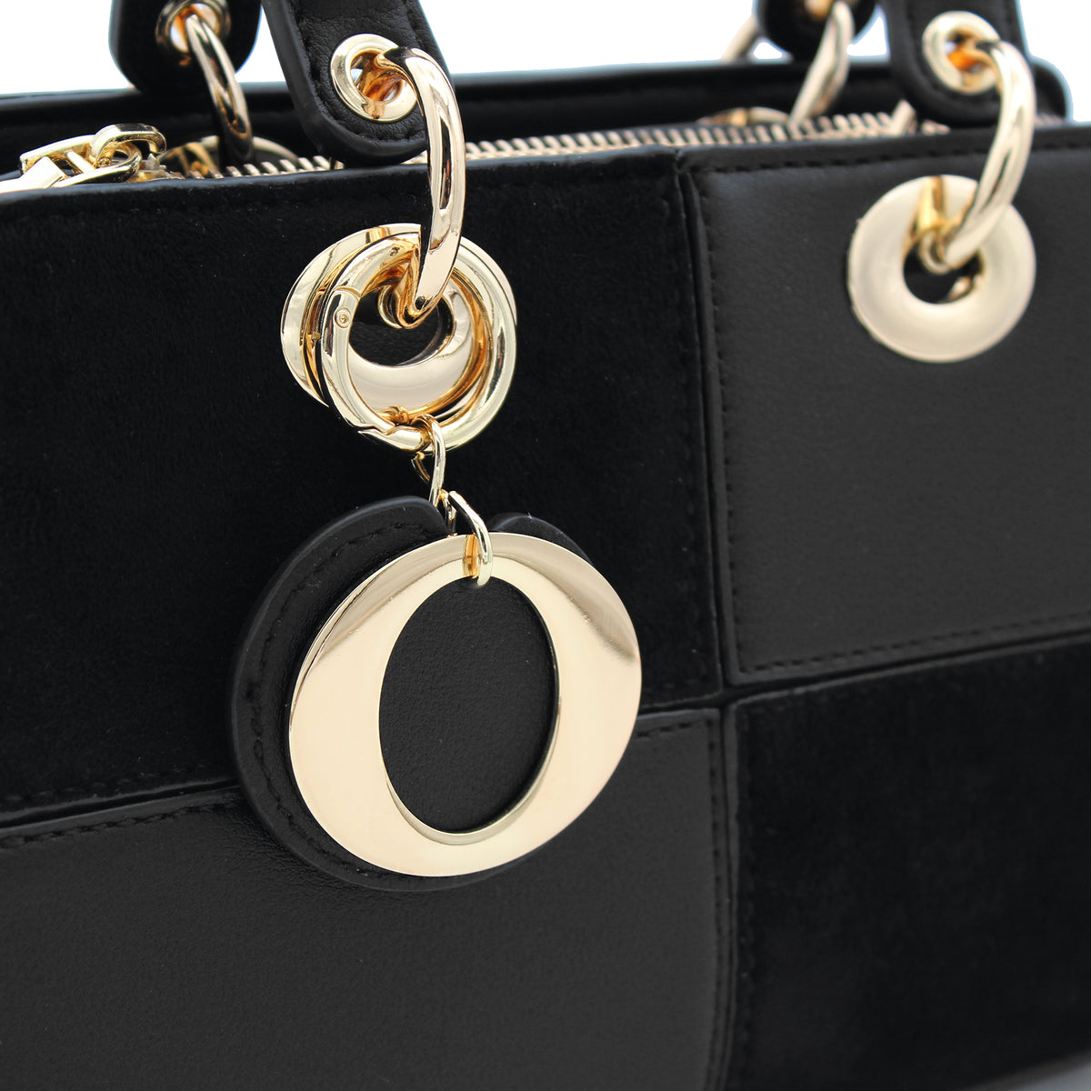BORSA SCACCHI ECOPELLE E SUEDE NERA