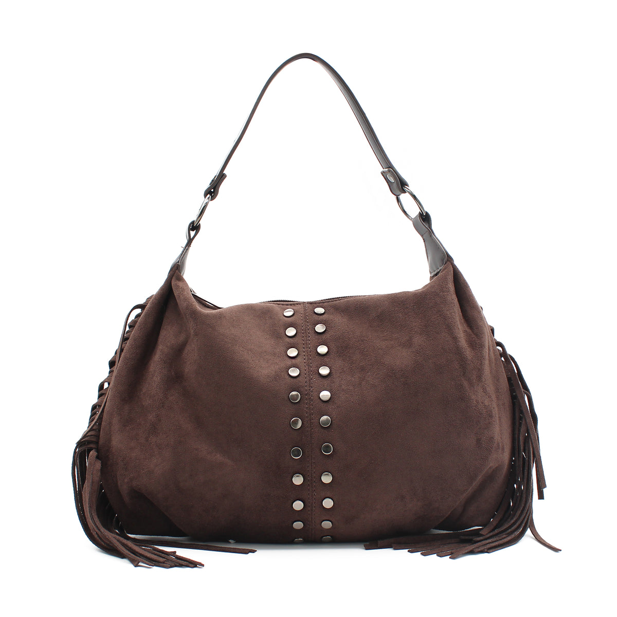 BORSA CAMOSCIO FRANGE E BORCHIE CAFFE'