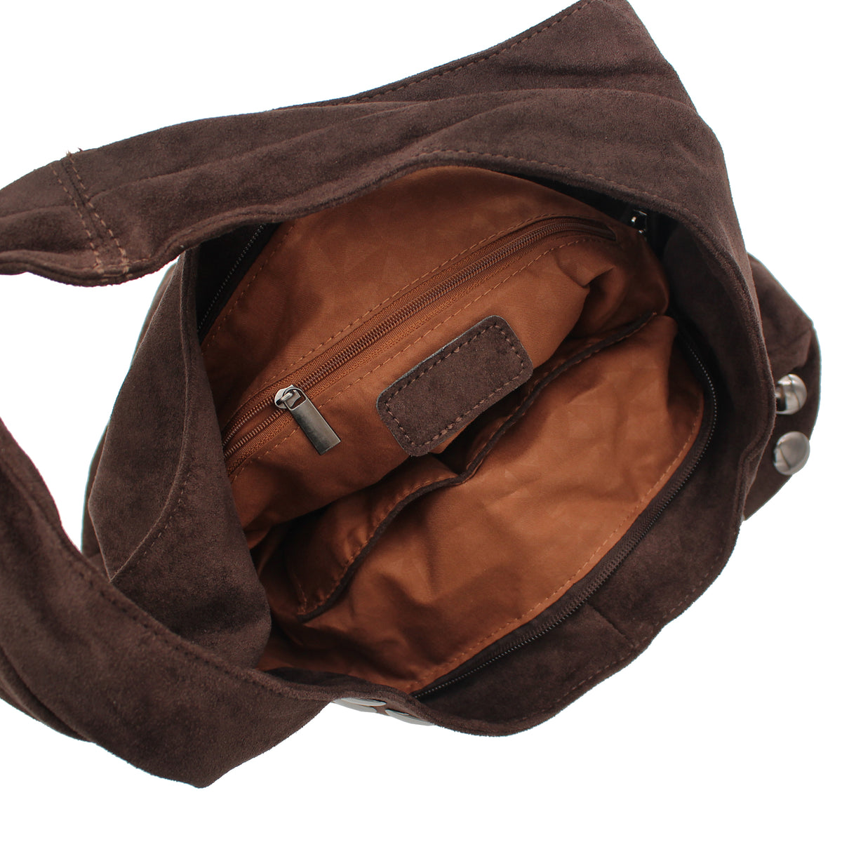 BORSA CAMOSCIO CAFFE' CON BORCHIE
