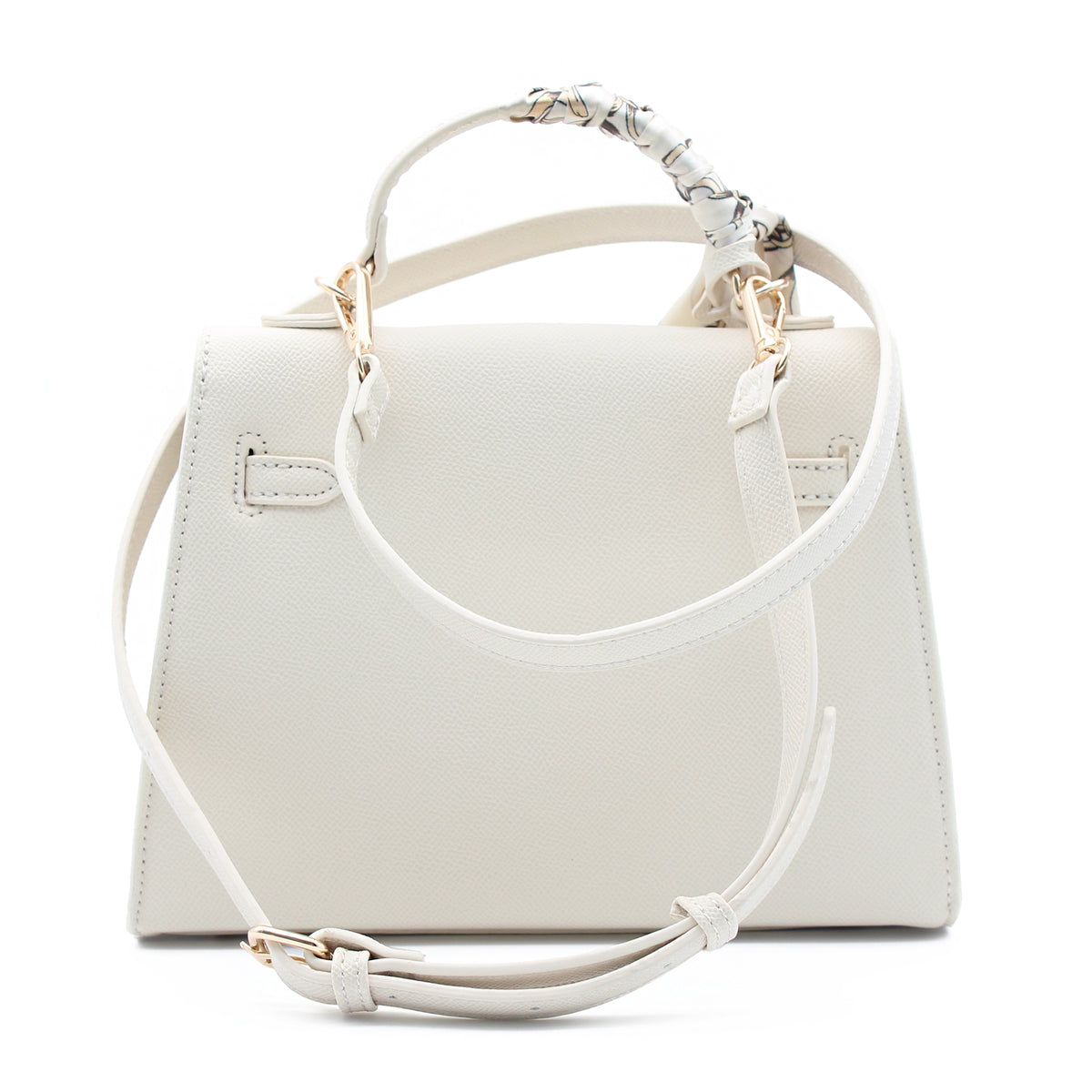 BORSA RIGIDA ECOPELLE BEIGE CON FOULARD