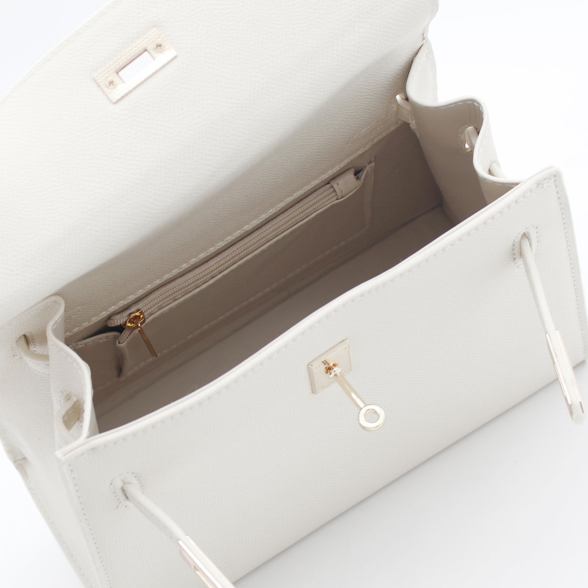 BORSA RIGIDA ECOPELLE BEIGE CON FOULARD