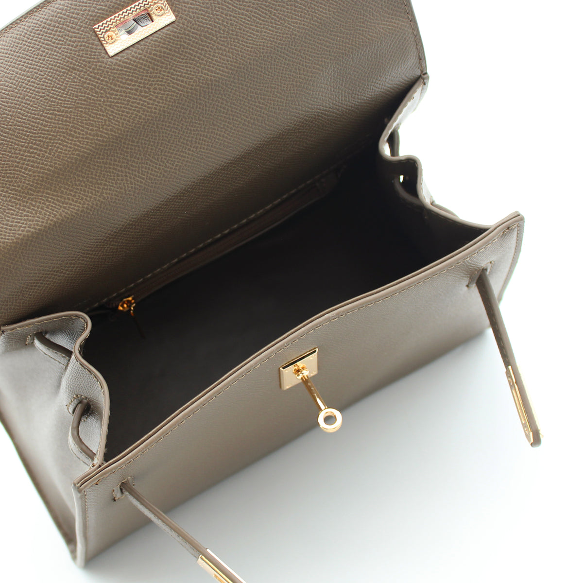 BORSA RIGIDA ECOPELLE TORTORA CON FOULARD