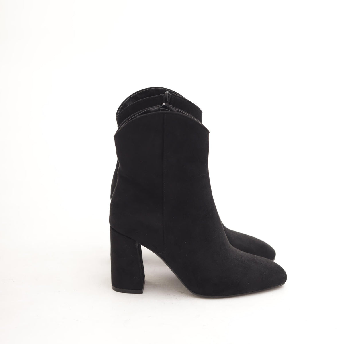 STIVALETTO CAMOSCIO TACCO LARGO NERO