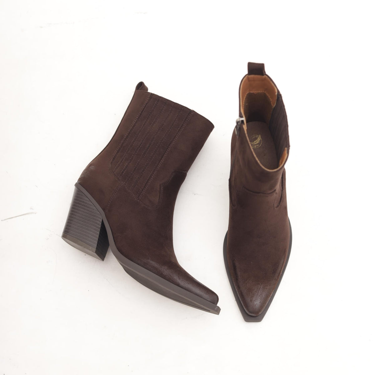 STIVALETTO TEXANO CAMOSCIO MARRONE