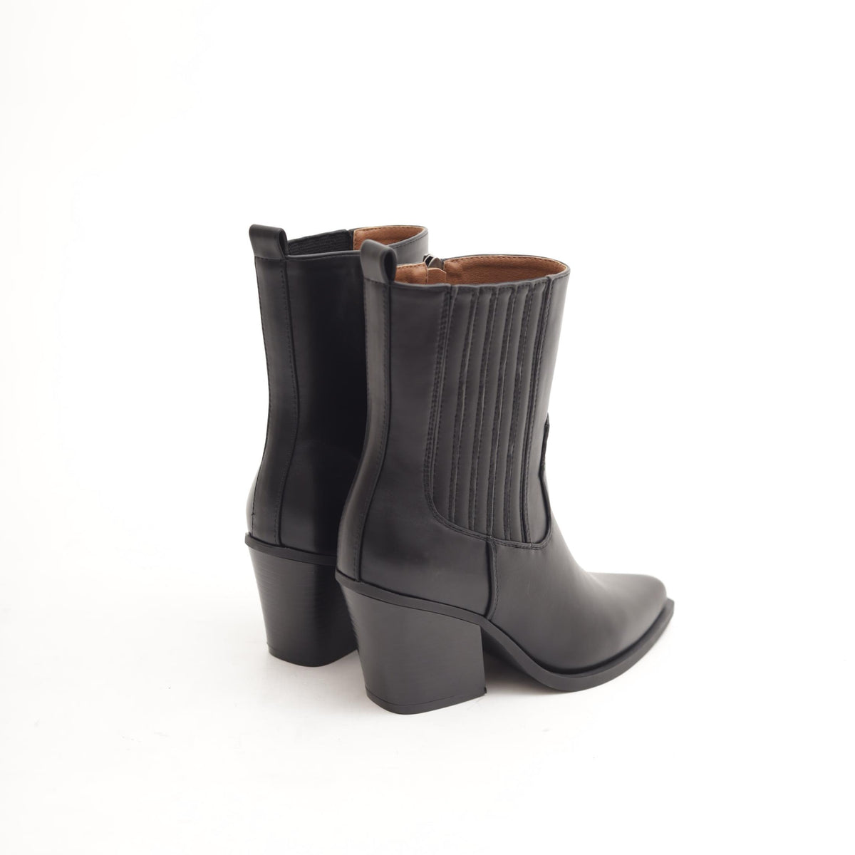 STIVALETTO TEXANO IN ECOPELLE NERA