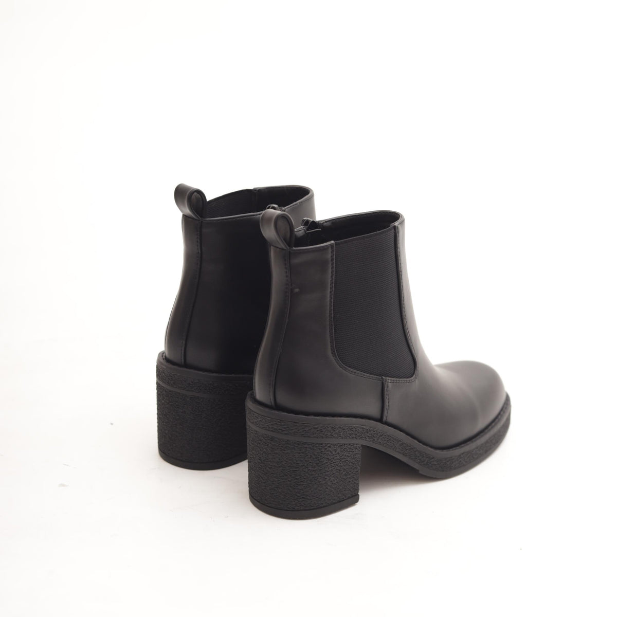 STIVALETTO ECOPELLE NERA BANDA ELASTICA