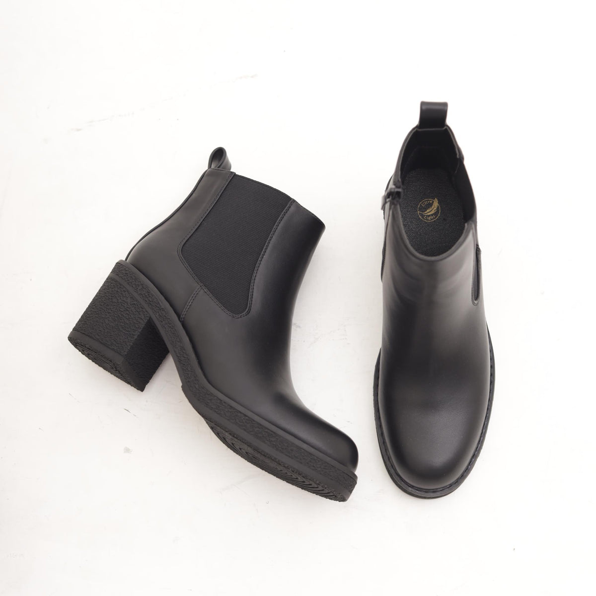 STIVALETTO ECOPELLE NERA BANDA ELASTICA