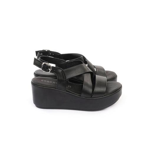 SANDALO ZEPPA INCROCIATO NERO<BR/>