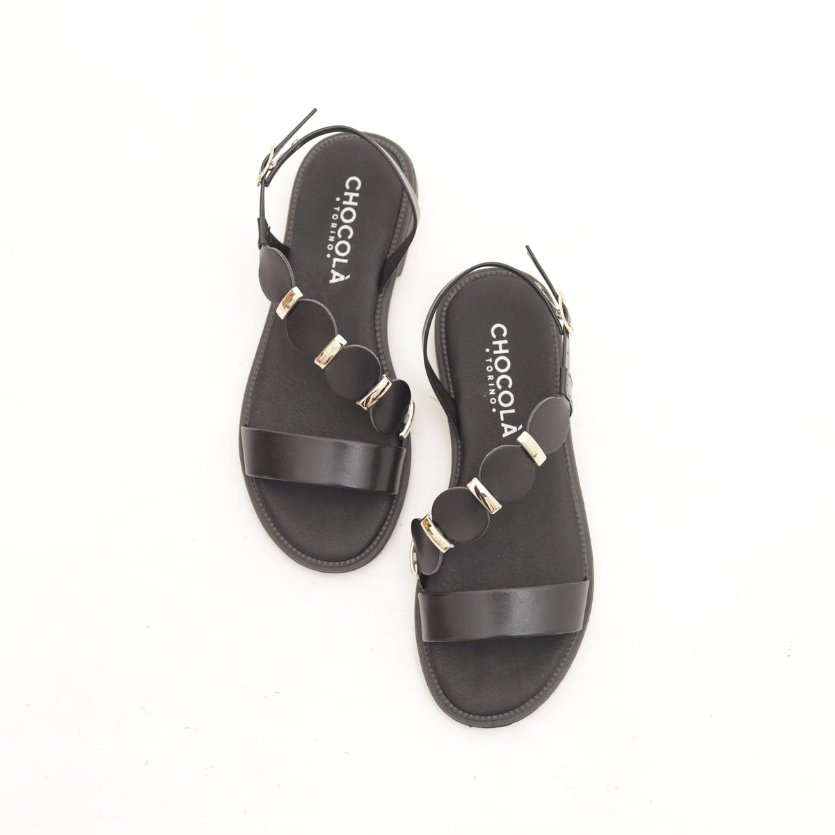 SANDALO FLAT CERCHI NERO