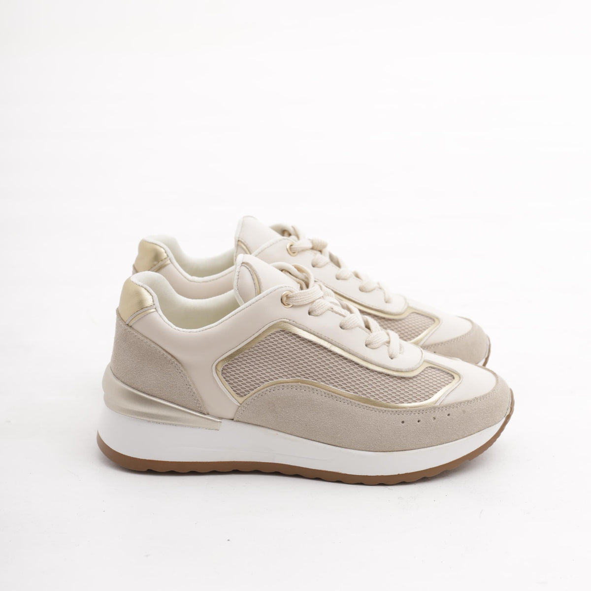 SNEAKERS RETE ALTA BEIGE<BR/>