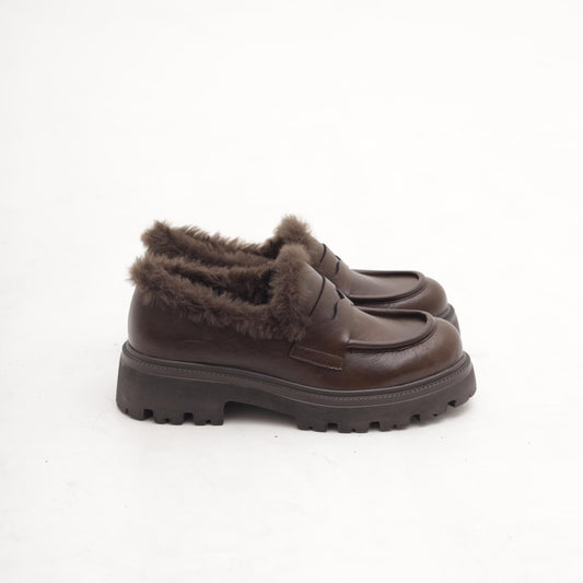 MOCASSINO SUOLA ALTA FUR MARRONE