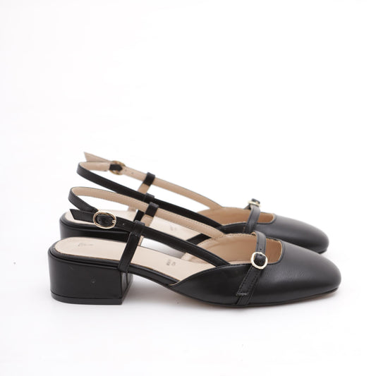 SLINGBACK BASSA CINTURINO NERO