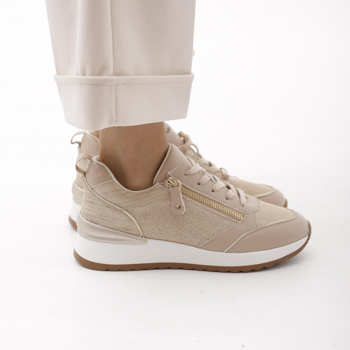SNEAKERS SHINY ZIP NUDE