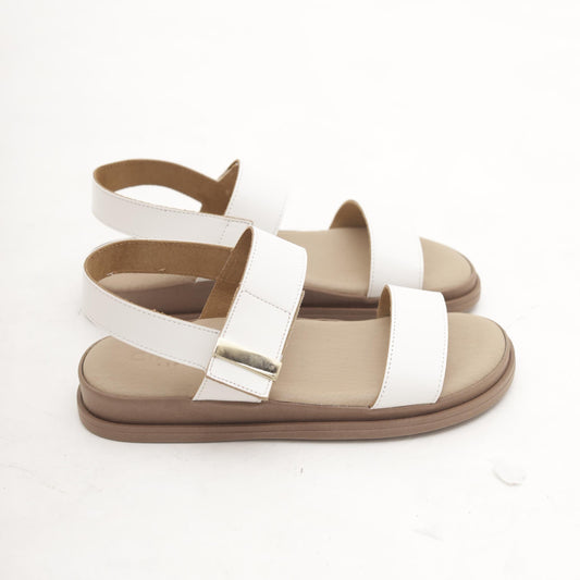 SANDALO VELCRO VERA PELLE BIANCO