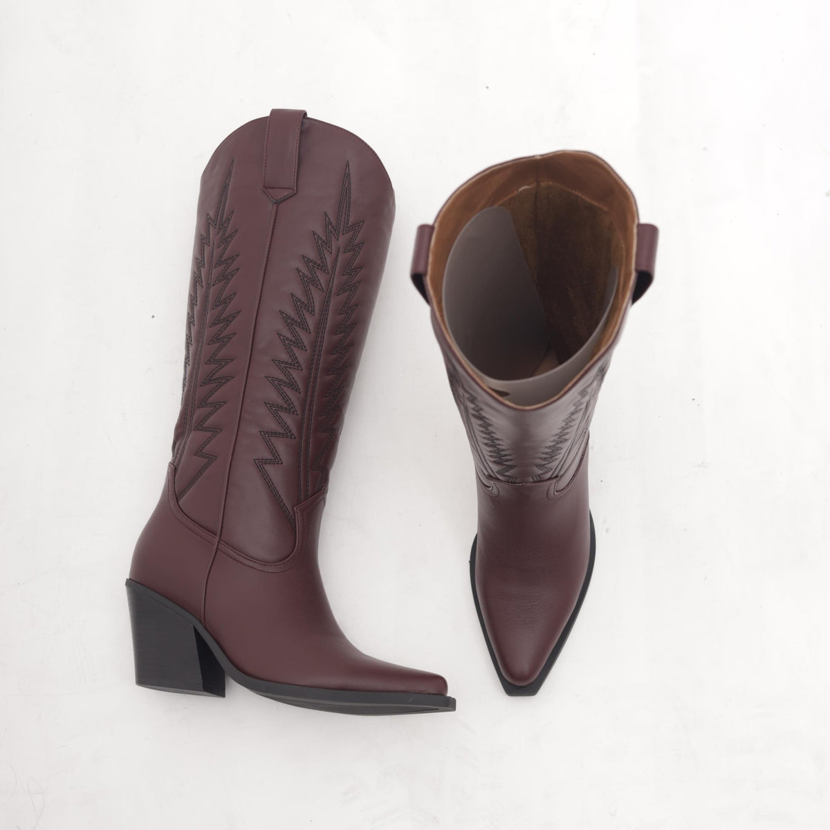 STIVALE TEXANO TACCO BORDEAUX