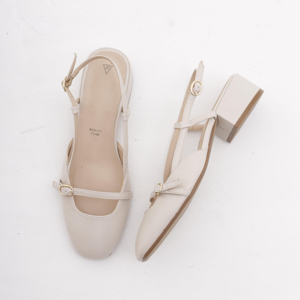 SLINGBACK BASSA CINTURINO PANNA