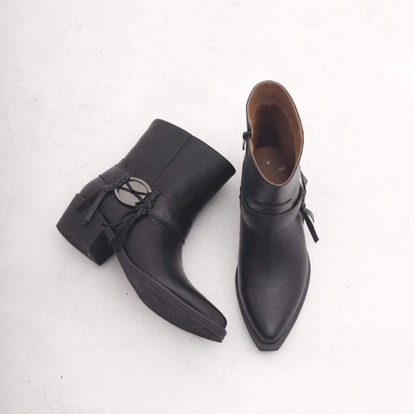 STIVALETTO TEXANO CINTURINO E FRANGE NERO MP2737-5PUNE CHOCOLA