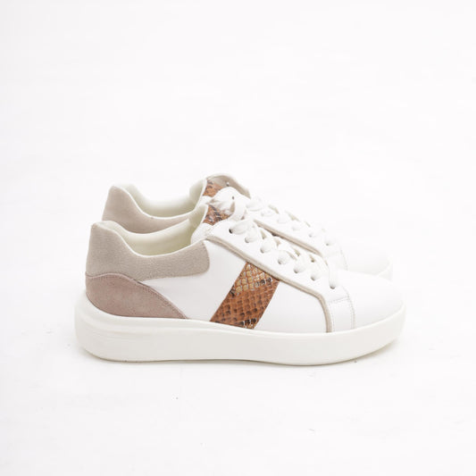 SNEAKERS PYTHON BIANCO/CUOIO<BR/>