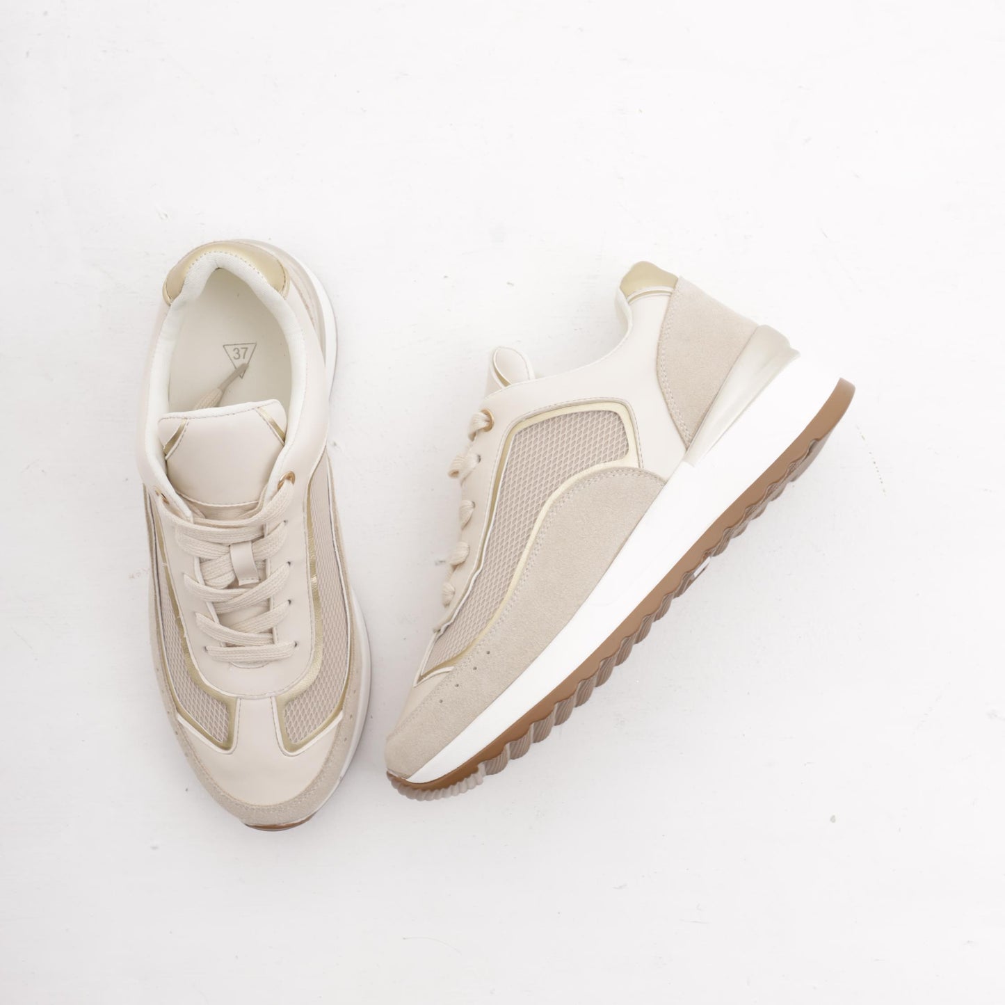 SNEAKERS RETE ALTA BEIGE<BR/>