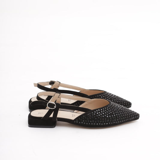 SLINGBACK FLAT GLITTER NERO