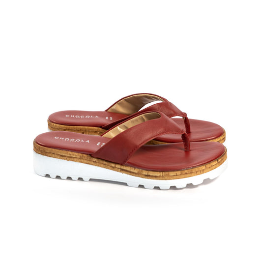 CIABATTA INFRADITO VERA PELLE ROSSO<BR/>
