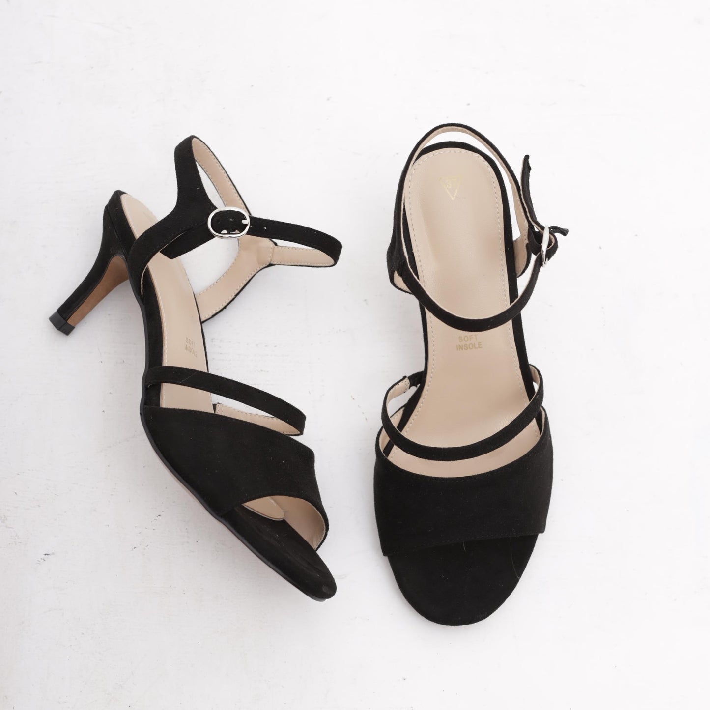 SANDALO DOPPIA FASCIA CON TACCO NERO