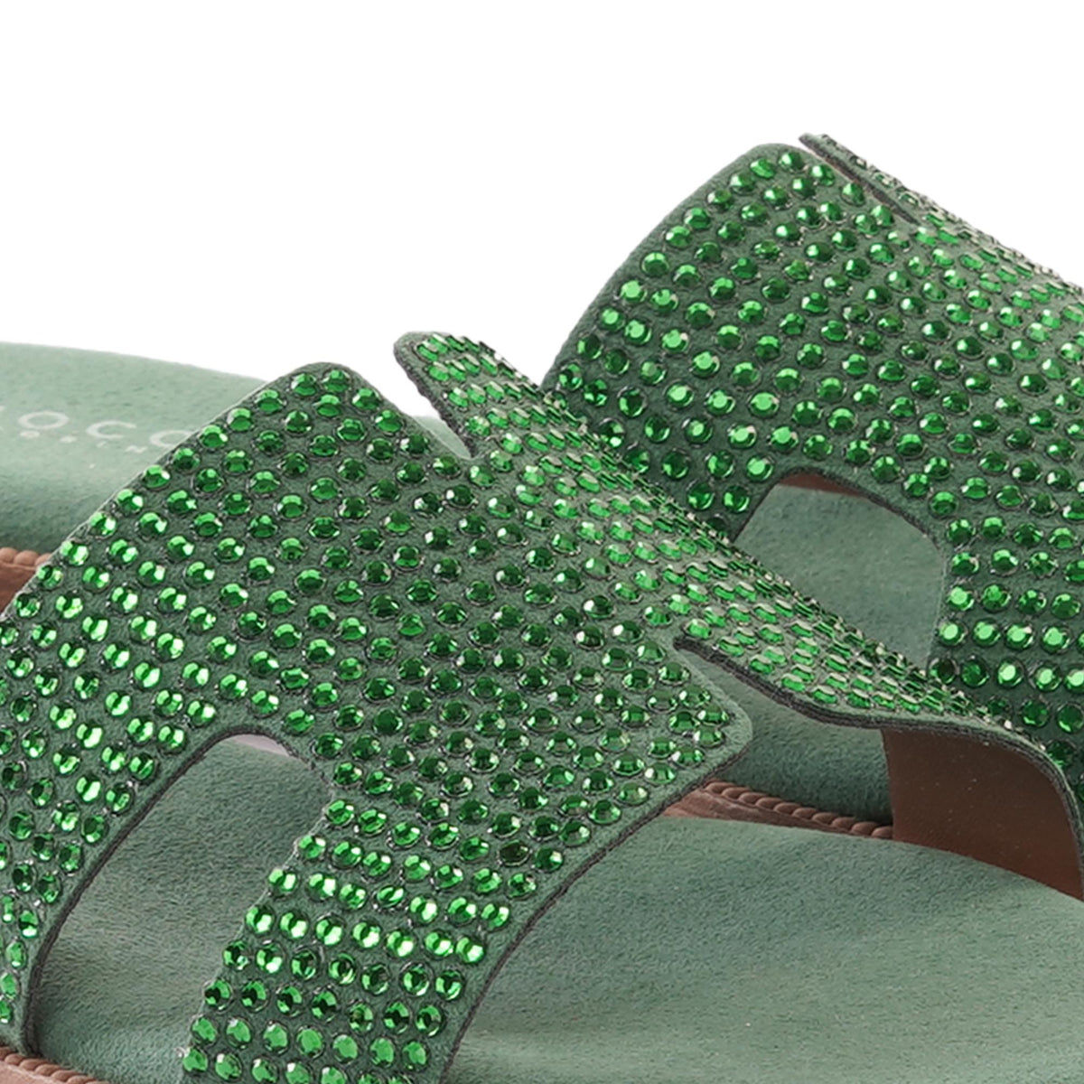 CIABATTINA H CON STRASS VERDE