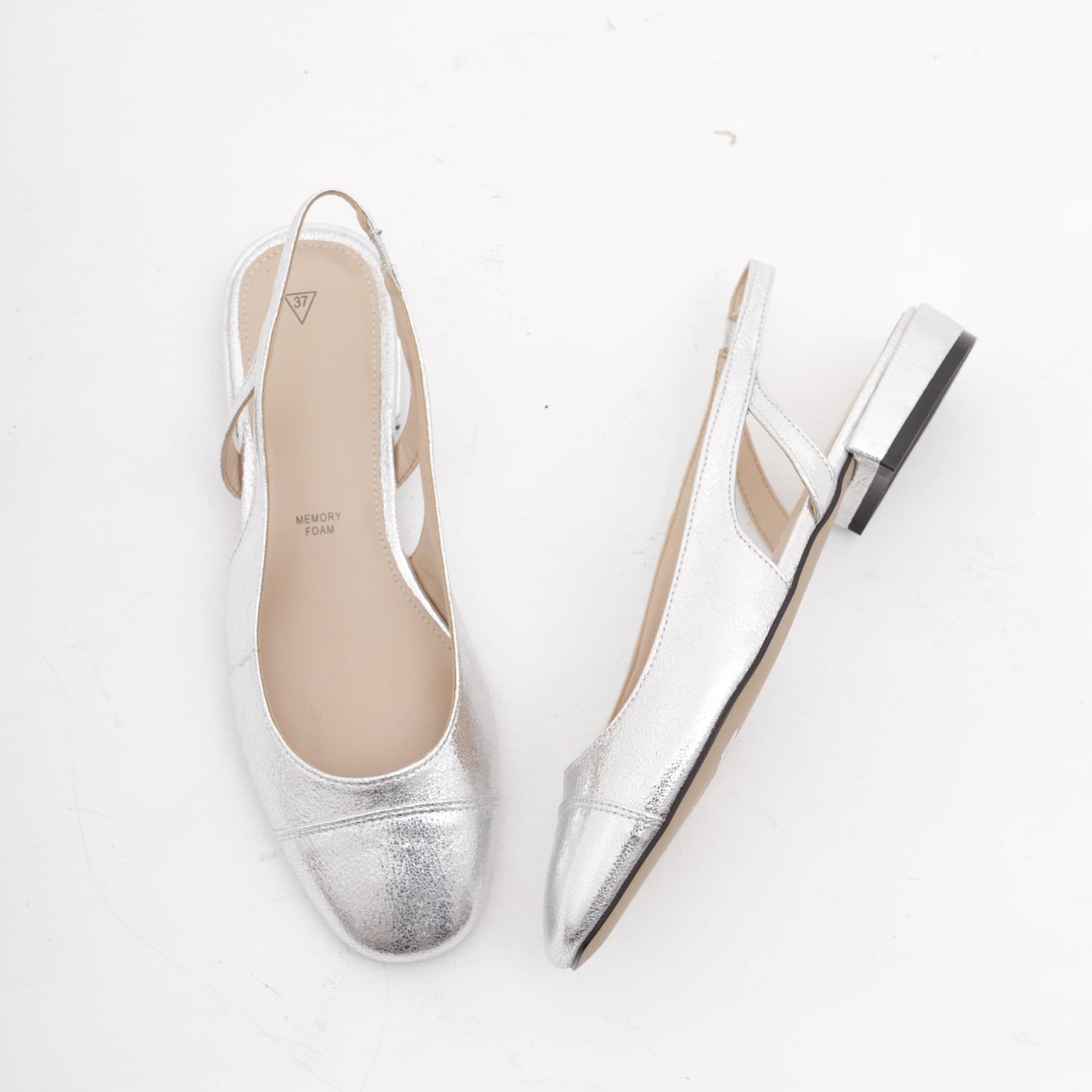 SLINGBACK FLAT PUNTALE ARGENTO