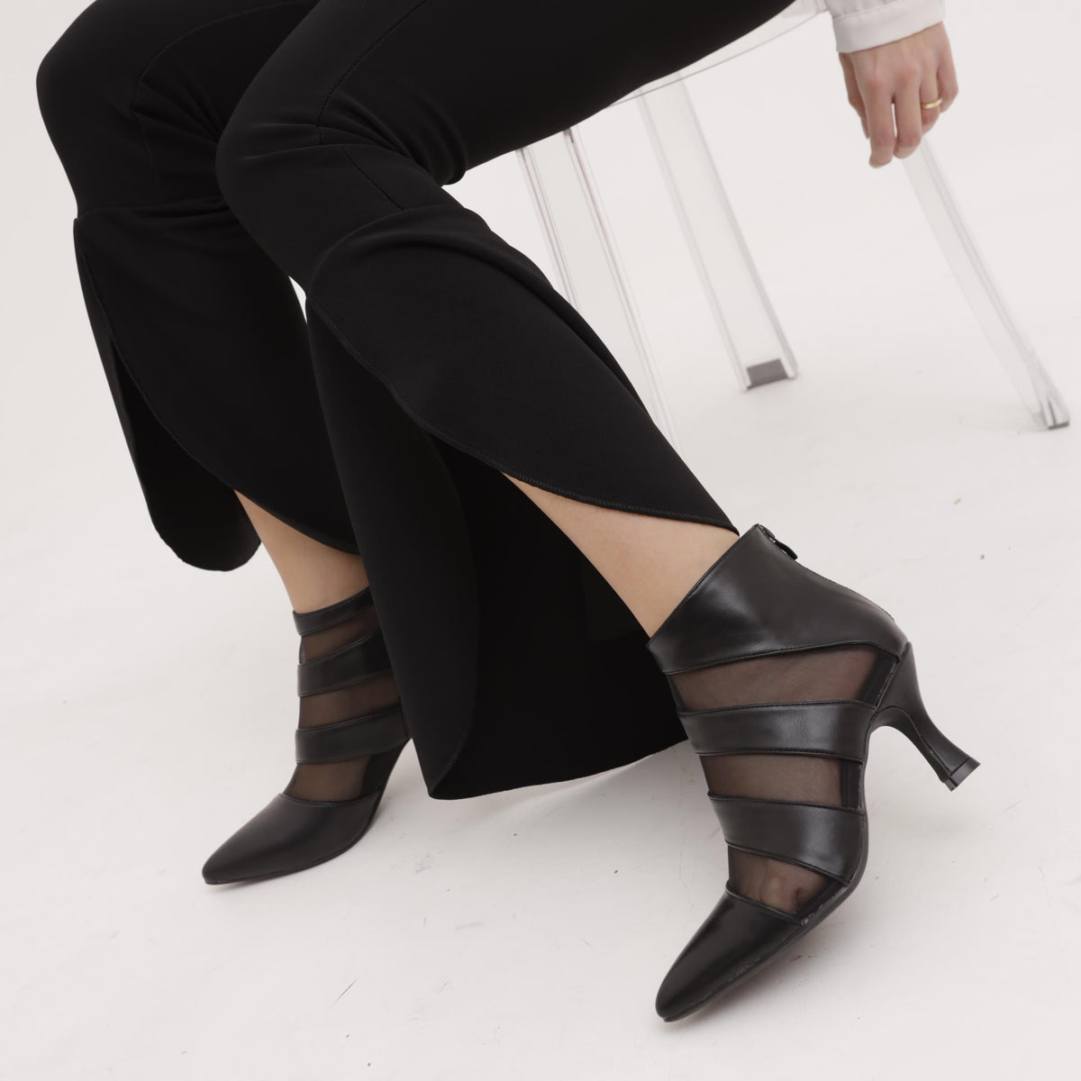 TRONCHETTO BASSO SHEER NERO<BR/>