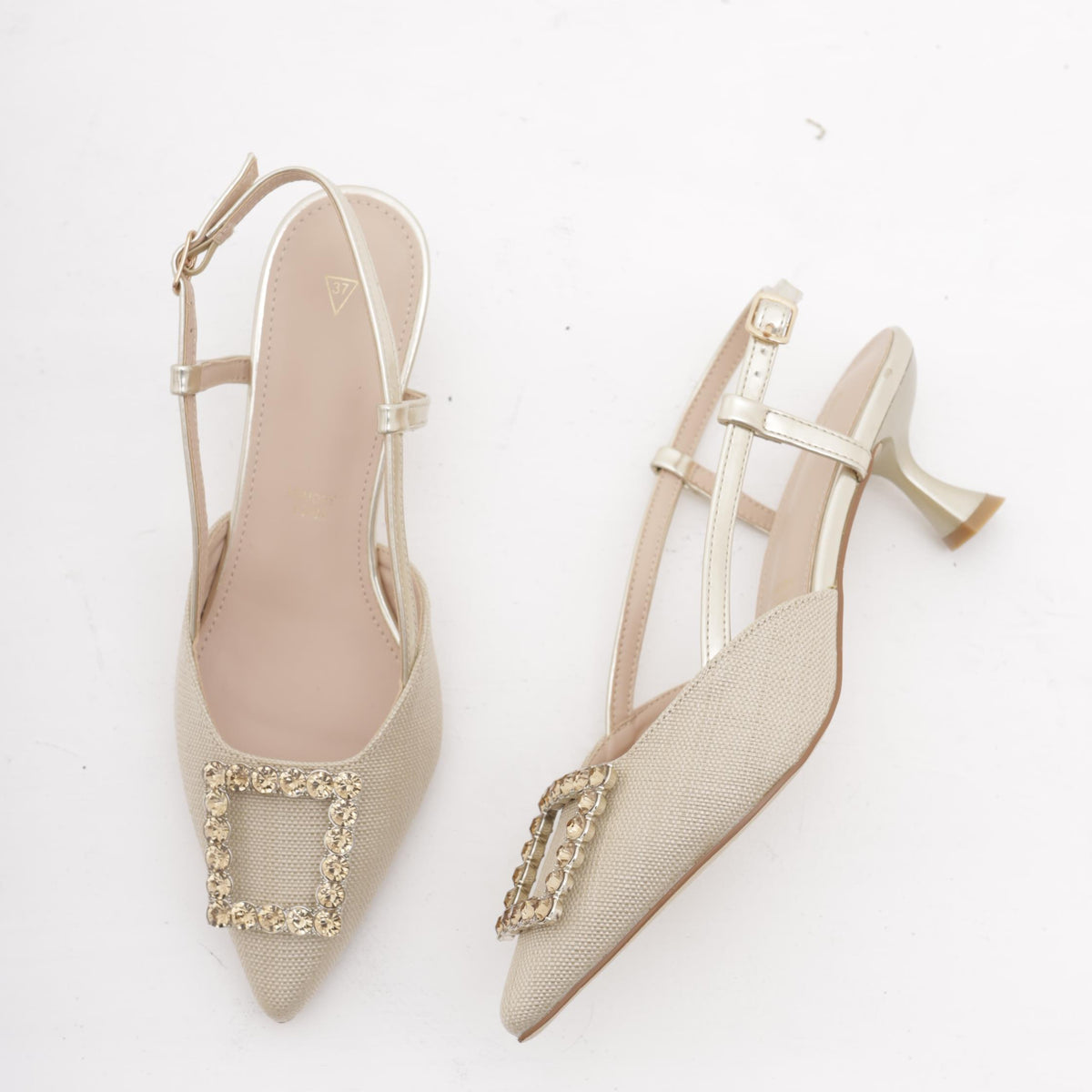 SLINGBACK CANVAS BASSA PLATINO