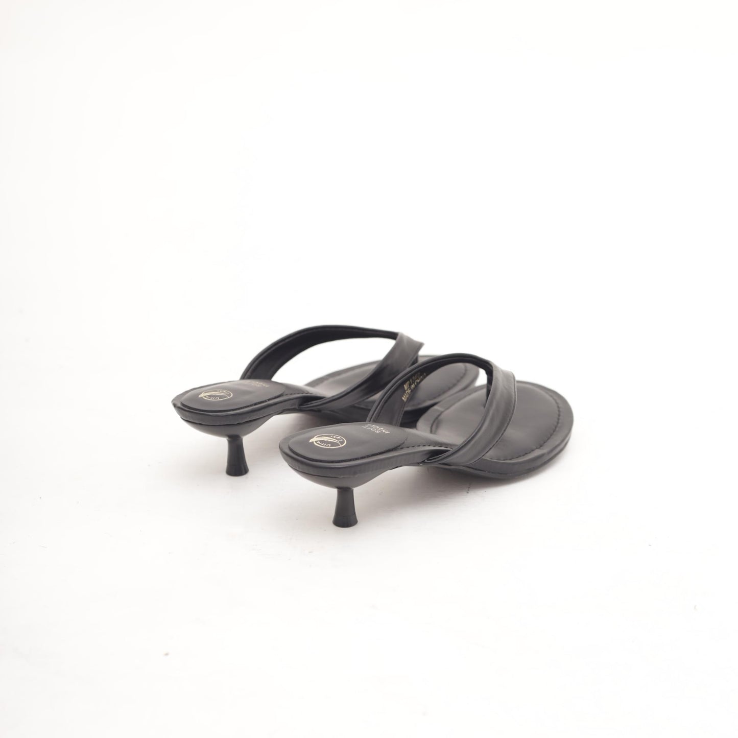 SANDALO INFRADITO CON TACCO NERO<BR/>