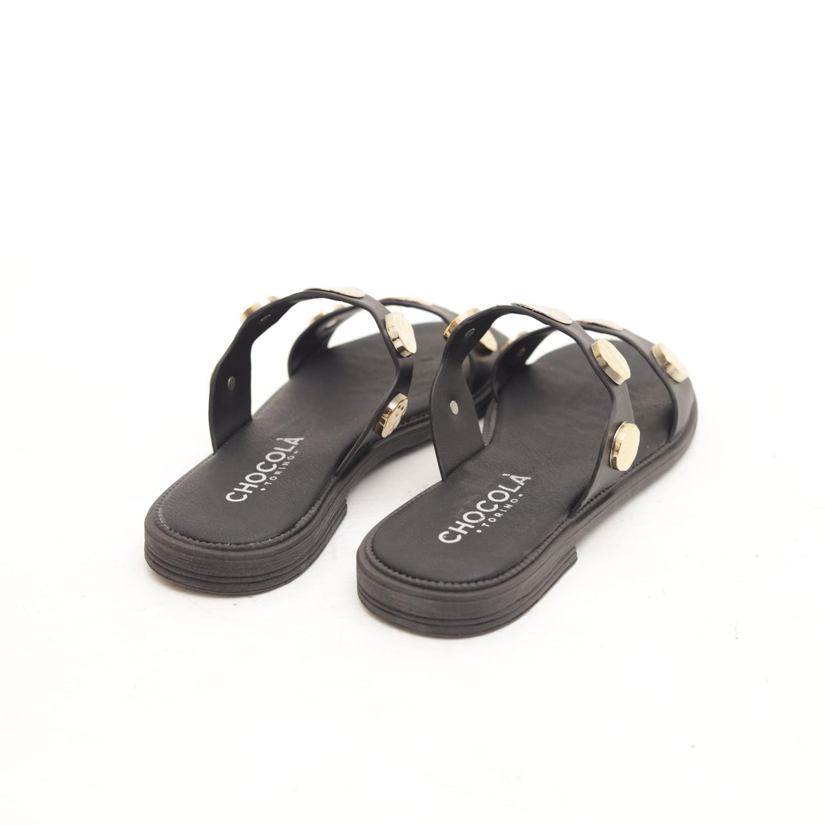SANDALO FLAT MONETE NERO