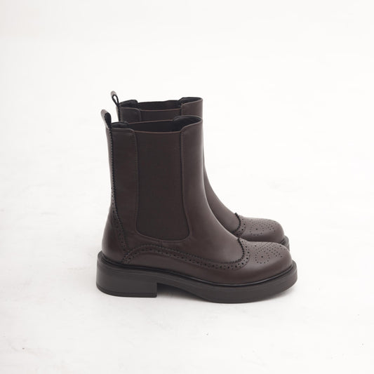 STIVALETTO CHELSEA BROGUE TESTA DI MORO