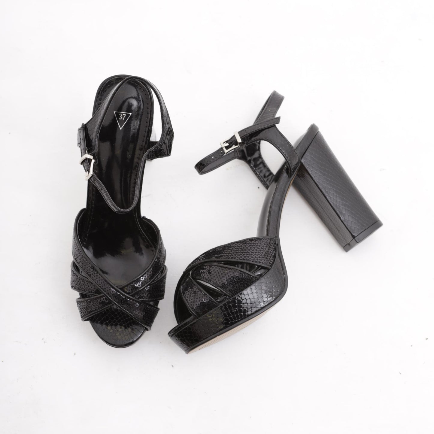 SANDALO PLATEAU PAILLETTES NERO