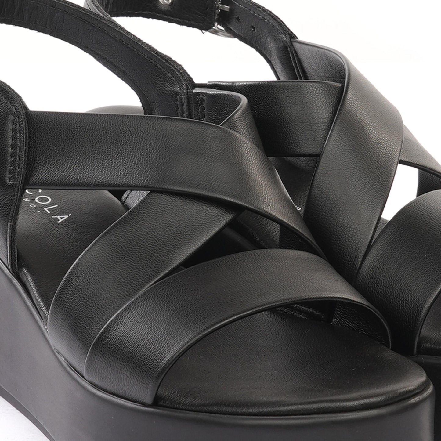 SANDALO ZEPPA INCROCIATO NERO<BR/>