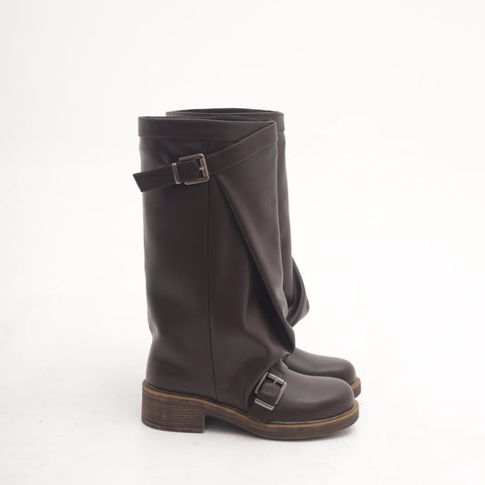 STIVALE OVERSIZE FIBBIE TESTA DI MORO