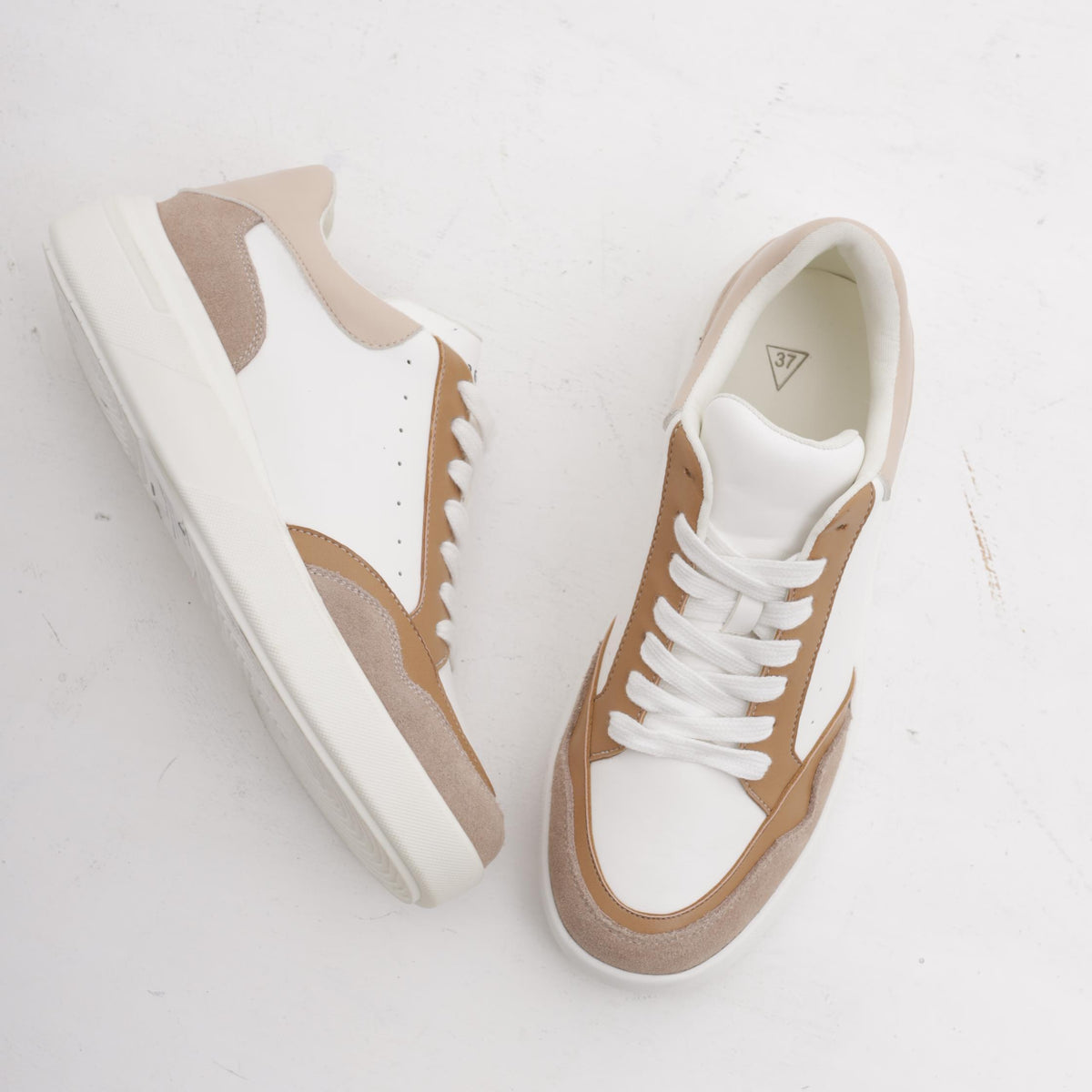SNEAKERS WAVE BIANCO/CUOIO<BR/>