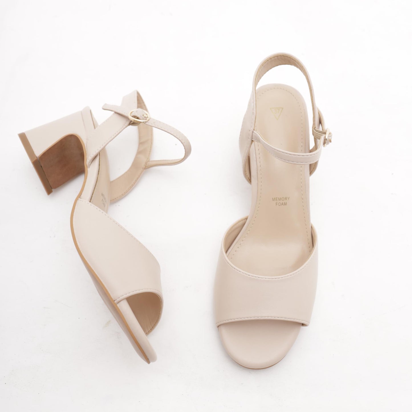 SANDALO TACCO FASCIA E CINTURINO NUDE