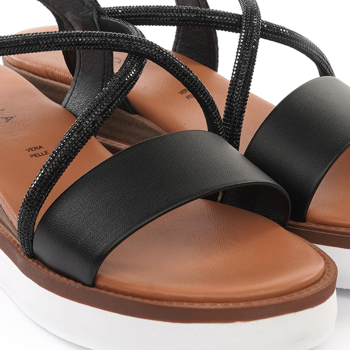SANDALO ZEPPA BRILLANTINI NERO<BR/>
