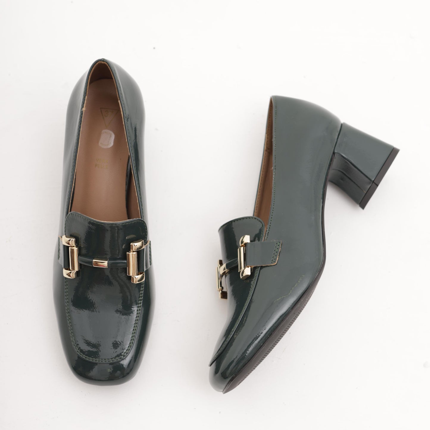 MOCASSINO TACCO MORSETTO GOLD VERDE