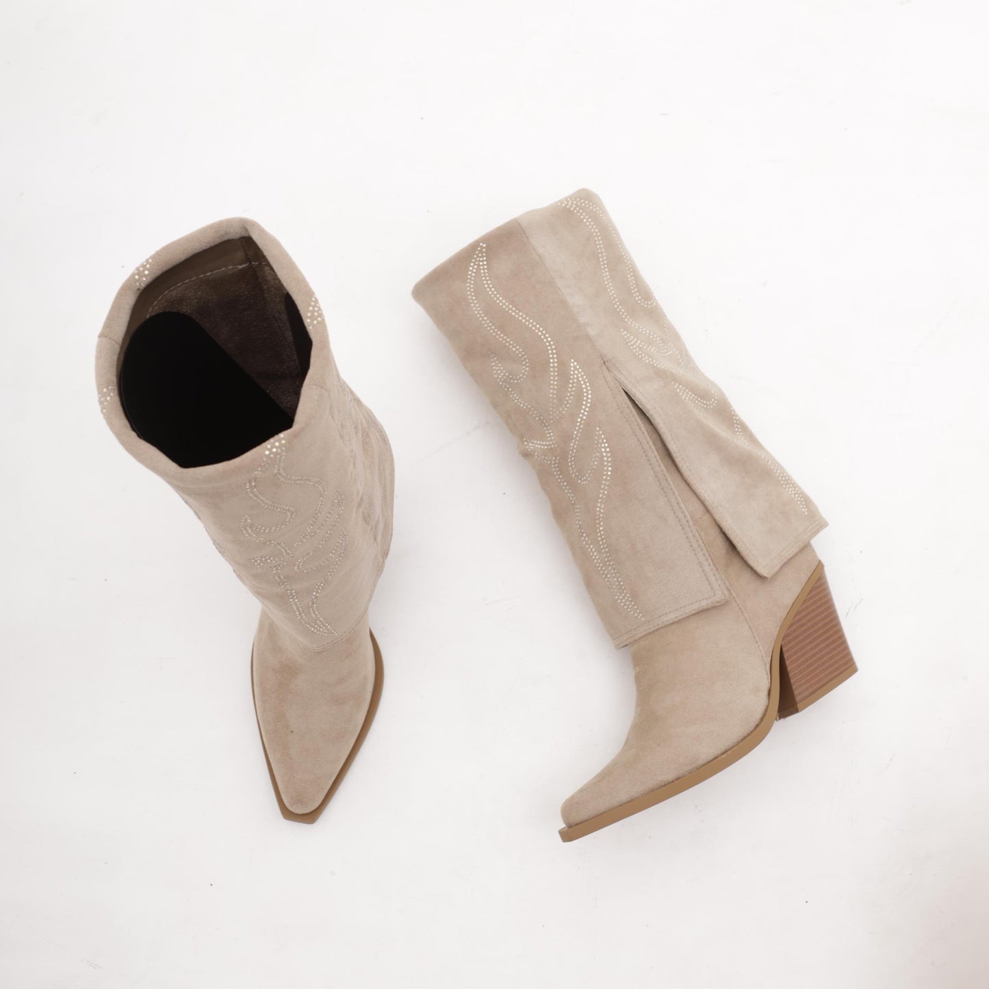 CAMPEROS ALTO RISVOLTATO RICAMO TORTORA MP736-7MFTA CHOCOLA