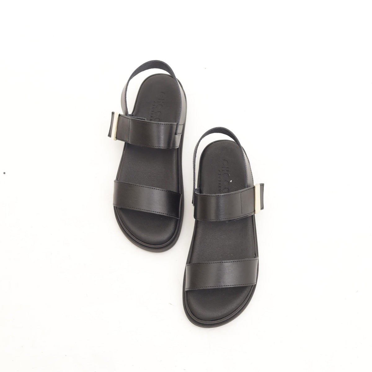 SANDALO VELCRO VERA PELLE NERO