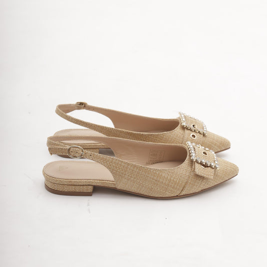 SLINGBACK CANVAS CON FIBBIA NATURALE