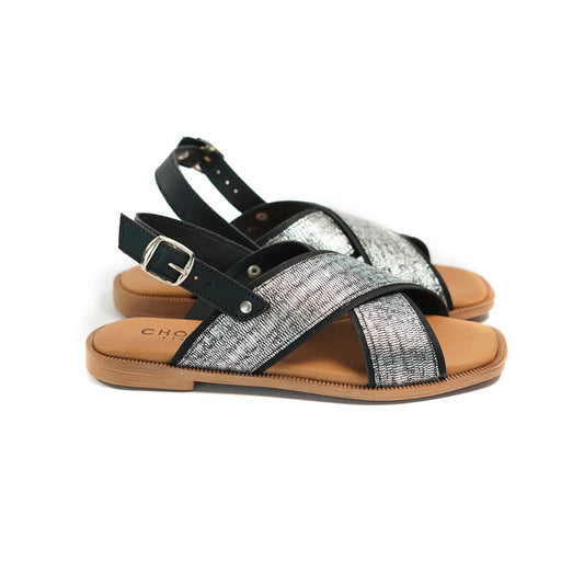 SANDALO FLAT INCROCIATO ARGENTO