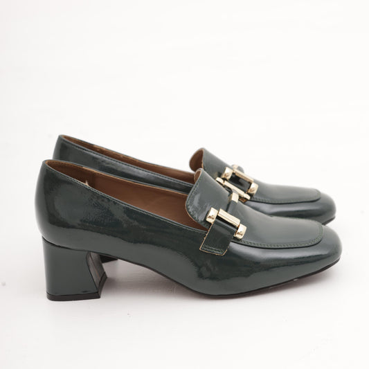 MOCASSINO TACCO MORSETTO GOLD VERDE